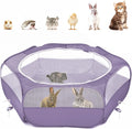 Pawaboo Small Animals Playpen, Waterproof Small Pet Cage Tent with Zippered Cover, Portable Outdoor Yard Fence with 3 Metal Rod for Chick/Kitten/Puppy/Guinea Pig/Rabbits/Hamster/Chinchillas, Purple