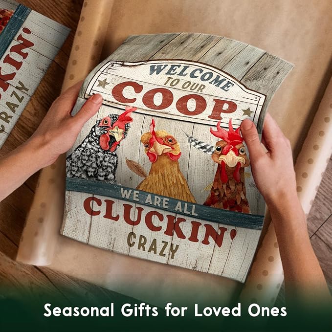 Chicken Garden Flag – Welcome to Our Coop Funny Chicken Flag, Rustic Farmhouse Chicken Coop Yard Decor, Funny Chicken Lover Gift for Farmer Women Men