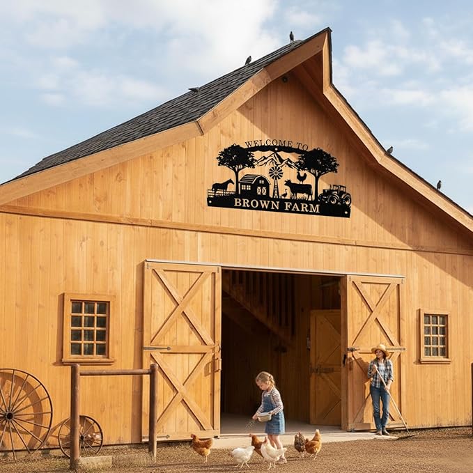 Personalized Farm Sign, Custom Farm Metal Signs Outdoor, Custom Ranch Sign, Customized Family Name Metal Signs for Farms, Ranch, Farmhouse, Welcome Signs Housewarming Rancher Gifts