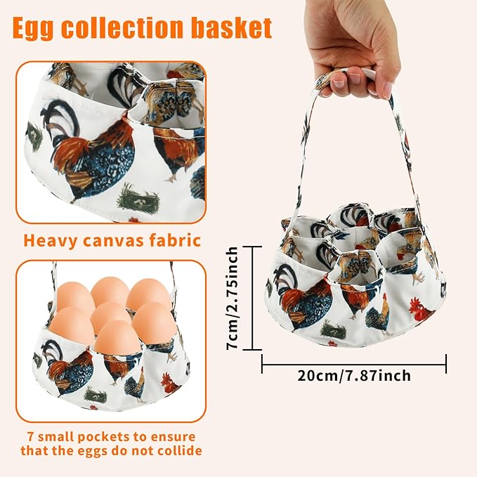Egg Collecting Apron with Pockets, Egg Gathering Basket, Egg Holding Apron, Large Capacity Chicken Egg Apron for Housewife and Farming