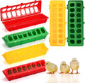 Coloch 6 Pack Flip Top Poultry Feeder, Plastic Chicken Feeder Trough Multi-Hole Poultry Feeding Tray No Mess No Waste Chick Feeding Dispenser for Pigeon, Quails, Duckling Birds, Duck, Chicken
