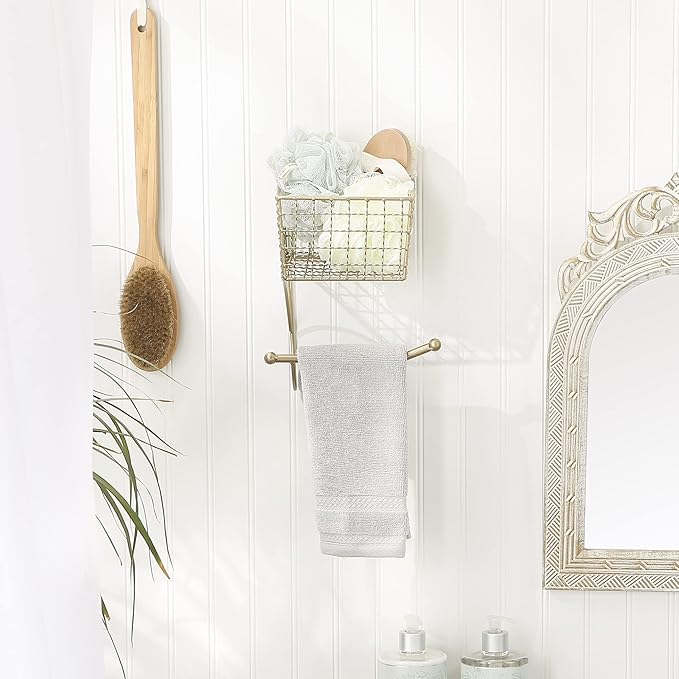 DII Rustic Farmhouse Bathroom Décor, Metal Storage, Toilet Paper Holder, Gold