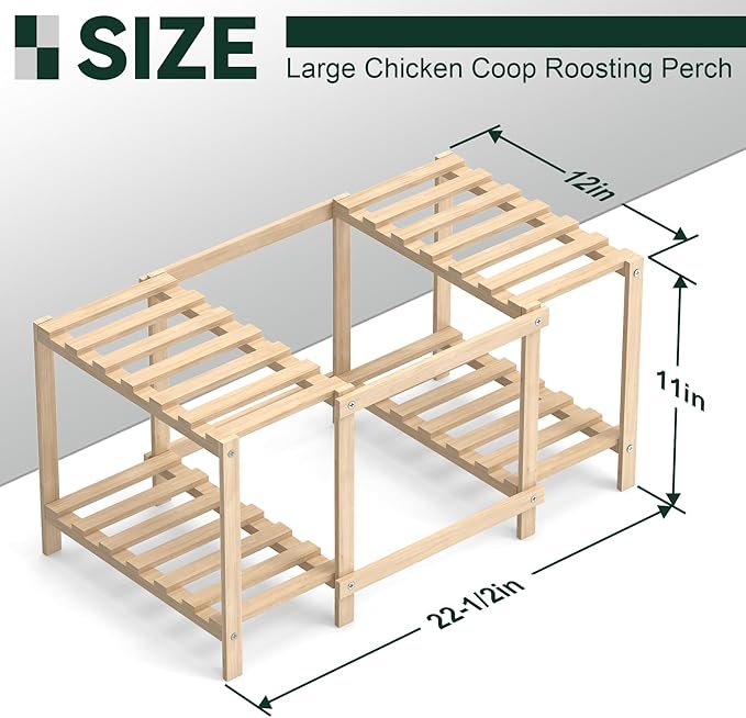 Flehomo Chicken Perch, Wooden Roosting Bars with Ladder for Chicken Coop & Chicken Jungle Gym, Toy for Chicks & Hen Chickens