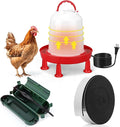 3 Pcs 0.8 Gallon 3l Heated Chicken Waterer Kit, Anti-Freeze Poultry Drinker for Spring Cold Nights with Outdoor Extension Cord Safety Cover, Insulation Tape, Waterer for Small Flocks