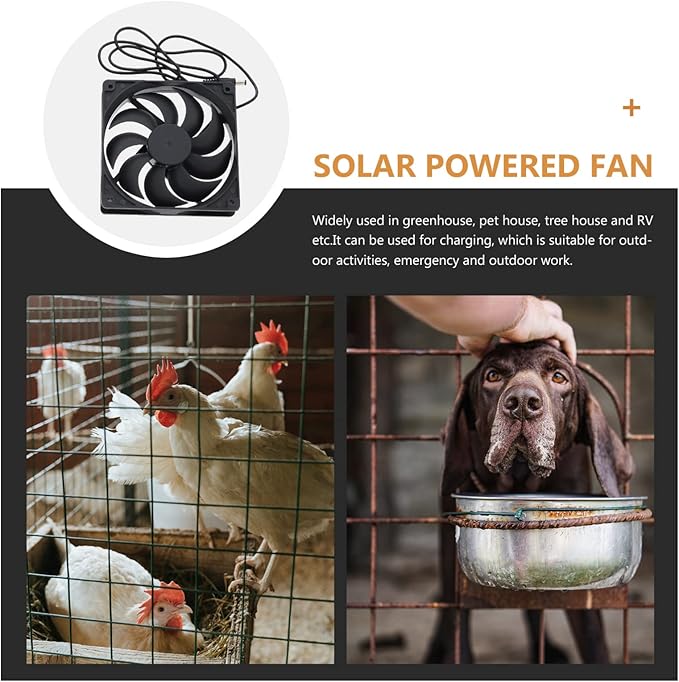 1set Solar Panel Fan for Chicken Coop Cooling Fan for Greenhouse and Rv Strong Design for Outdoor Use