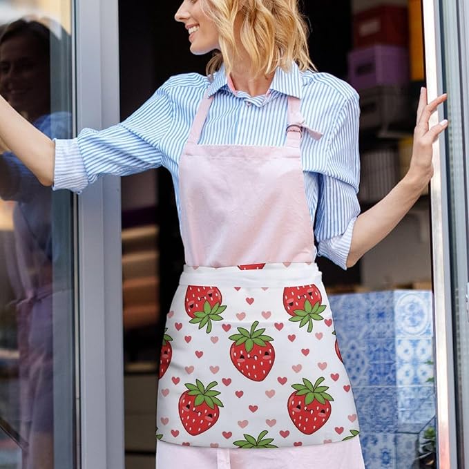 Half Apron with 3 Pockets Chef Cooking Kitchen Restaurant Aprons for Women Men