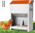 20Lbs Automatic Chicken Feeder Large Poultry Feeders No Waste Outdoors Metal Hanging Chicken Feeder Trough Dispenser with Lid and Visual Window for Chicken Poultry Turkey Duck