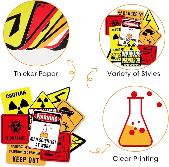 WERNNSAI Science Party Decorations - 9PCS Science Birthday Party Decorations for Boys Girls Chemistry Theme Birthday Party Mad Scientist Sign for Science Classroom Funny Laboratory Sign Decor on Door