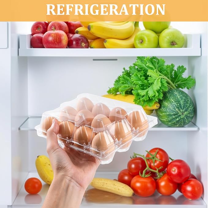 60 Pack Plastic Egg Cartons 12 Count, Clear One Dozen Egg Cartons Cheap Bulk for Chicken Egg, Reusable Egg Carton Egg Container for Home, Chicken Farm, Commercial Business Market Display