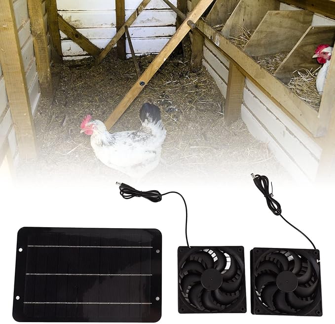 Solar Powered Fan Kit 10W 12V Solar Attic Fan for Chicken Coop Greenhouse Dog House Shed Exhaust Cooling Ventilation