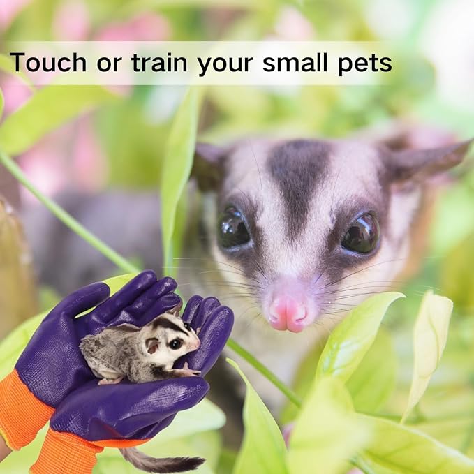 Sugar Glider Gloves Anti-Scratch Reptile Touch Handling with Coating Safety Gloves for Hedgehog