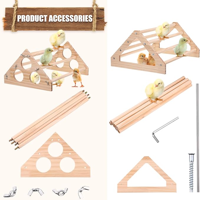 2 Pieces Chicken Perch Hens Handmade Perch Stand Toy Chicken Wood Stand Chicken Toy Wooden Roosting Jungle Chick Gym for Bird Parrot Hens Backyard Baby Chick Supplies