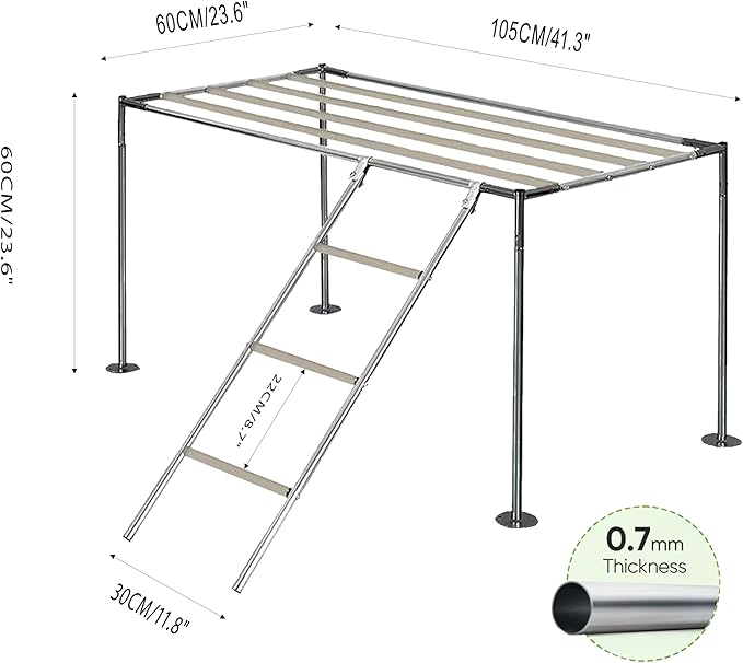 Chicken Roosting Ladder, Chicken Perch Coop, Large Metal Coop Accessories, Strong and Durable, Easy to Installation&Clean, Backyard Playground, 43.3' L X 19.3' W X 39.4'
