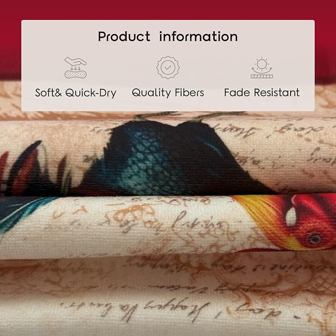 4 Pcs Kitchen Towels Decorative Set Chicken Rooster Dish Towels, Vintage Rustic Tea Cloth Decor, 27.5x20 Inch Farmhouse Absorbent Decoration Hand Towels (Rooster)