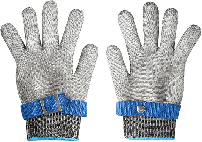 Restaurantware-Life Protector 10 x 4.1 Inch Kitchen Glove For Cutting, 1 306-Grade Steel Metal Glove - Level-9 Protection, Polyethylene Fabric, Stainless Steel Cutting Mitt, Durable, Dishwashable