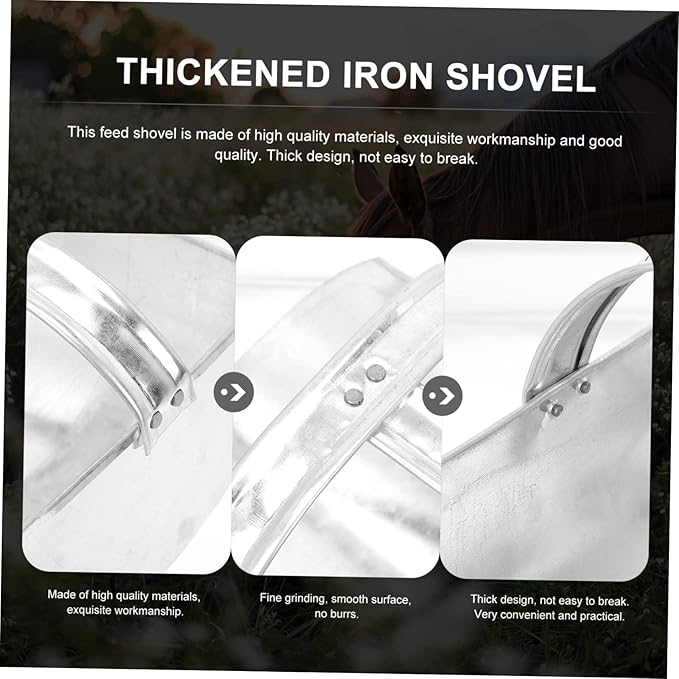1pc Galvanized Feed Scoop Heavy Duty Handle Capacity Breeding Feed Shovel