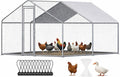 Chicken Coop Large Metal Chicken Run Pen for 10 Chickens Poultry Cage with Waterproof Cover for Walk-in Chicken Run for Yard Outdoor