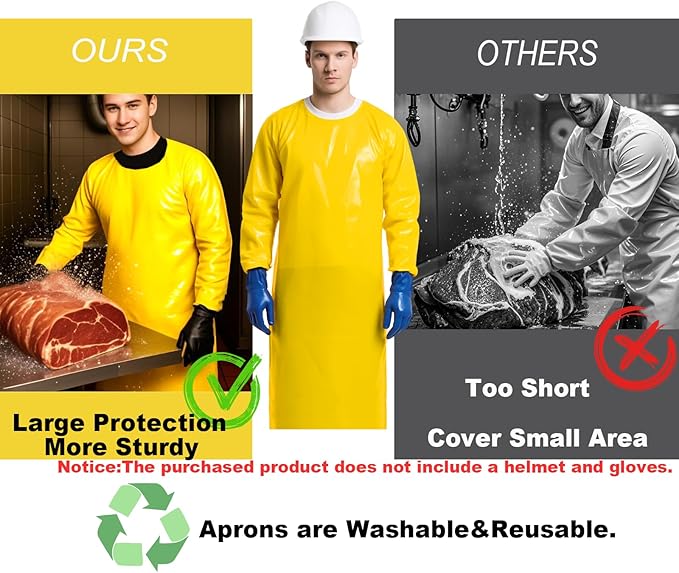 ELEBOX Waterproof Apron with Long Sleeves, Safety Apron Work Uniform for Men & Women, Chemical Resistance Anti-Tear Apron