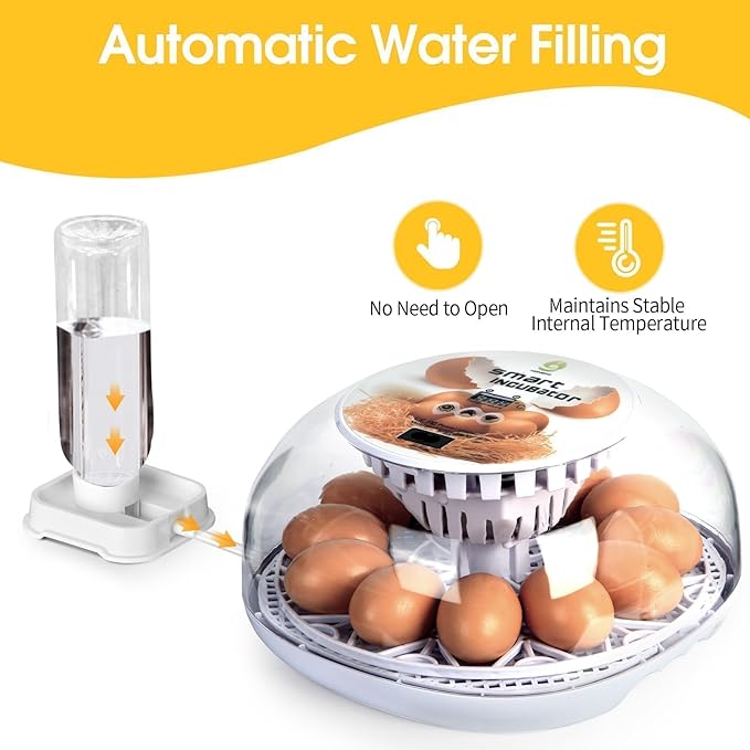 Series I - 12 Egg Incubator for Beginners, Auto Egg Turn, Steady Self-Regulating Humidity & Consistent Temperature Control for Hatching Chicken, Goose, Duck, Quail, Pigeon, and Turkeys