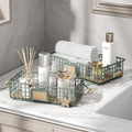 Toilet Paper Storage Basket, 2 Pack Toilet Paper Storage for Bathroom, Narrow Wire Tray for Restroom Tank Top, Bathroom Metal Baskets for Decor, Set of 2, Sage Green