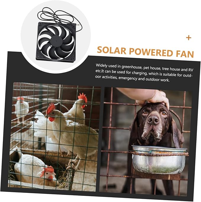 1set Solar Powered Fan for Chicken Coop Small Outdoor Cooling for Greenhouses Dog Houses Easy to Install Energy Efficient for Use