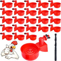 Chicken Water Cups, Chicken Waterer 24 Pack, DIY Chicken Water Feeder for Poultry Gravity Filling Automatic Chicken Waterer Poultry Waterer with Hole Saw for Buckets Boxes Troughs