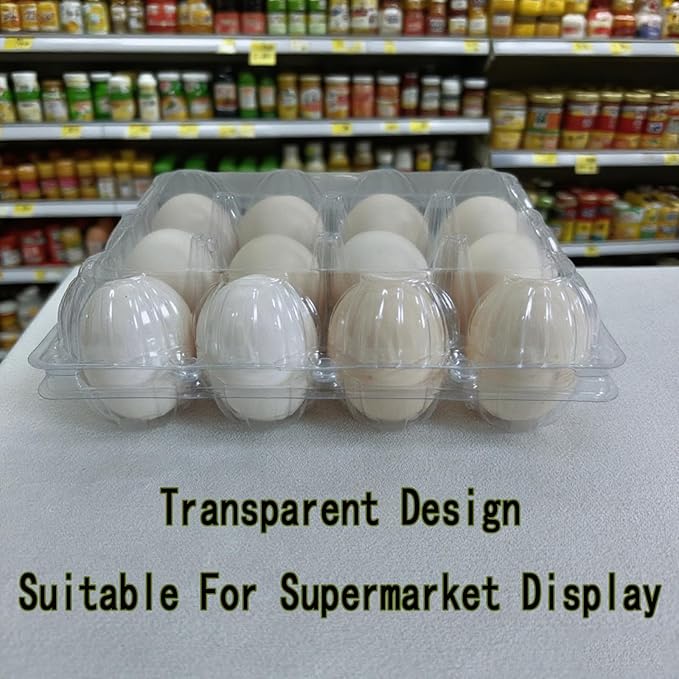 100 packs Egg Cartons Cheap Bulk, 3 * 4 extra large Clear plastic egg cartons for Family, Farm, Markets, Display