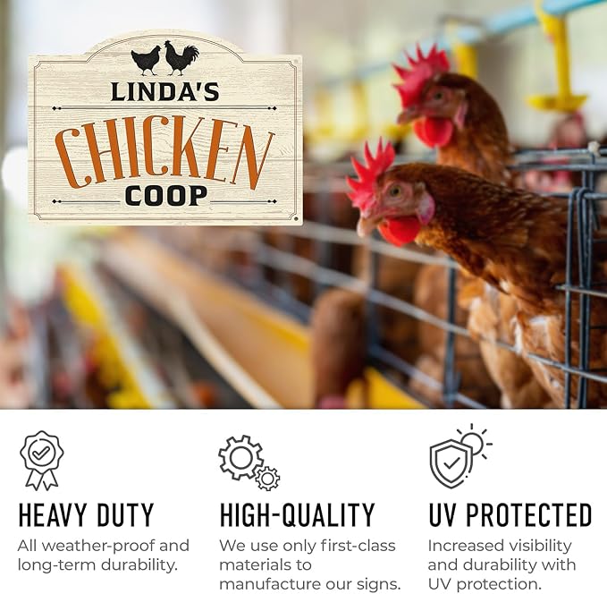 Custom Farm Chicken Coop Sign, Personalized Name Farmhouse Décor, For Outdoor and Sign, 10x14 Inches, Rust Free .040 Aluminum, Fade Resistant, Made in USA by Sigo Signs