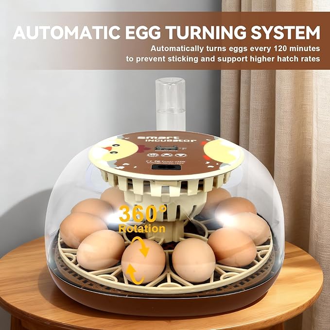 Series I - Automatic 12-Egg Incubator for Beginners, Auto Egg Turn, Steady Self-Regulating Humidity & Consistent Temperature Control for Hatching Chicken, Goose, Duck, Quail, Pigeon, and Turkeys