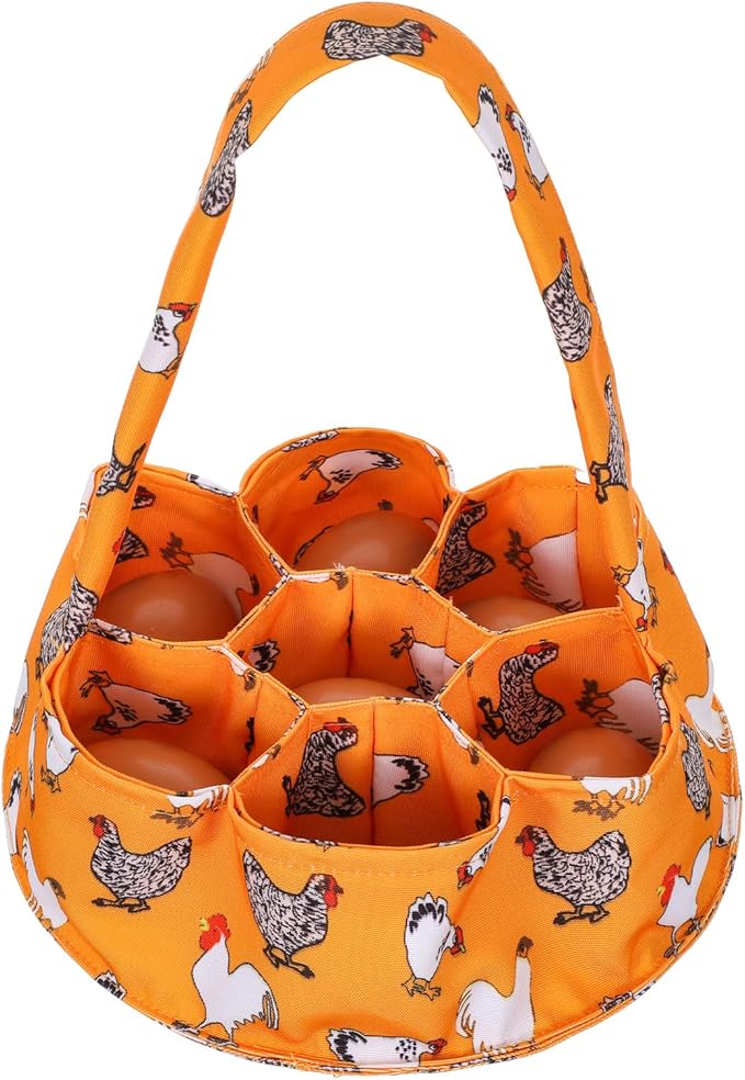Egg Collecting Bag, Canvas Egg Basket with 7 Pouches for Gathering Chicken Duck Goose Eggs, Machine Washable Chicken Eggs Basket Farmhouse Garden Storage Carrier