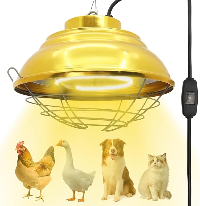 Chicken Heat Lamp 600W Carbon Fiber Tube Brooder Heater Lamp Hanging Chicken Heat Bulb Dual Temperature Adjustable (300/600W) for Chicks,Ducks,Dog Kennel,Cat House