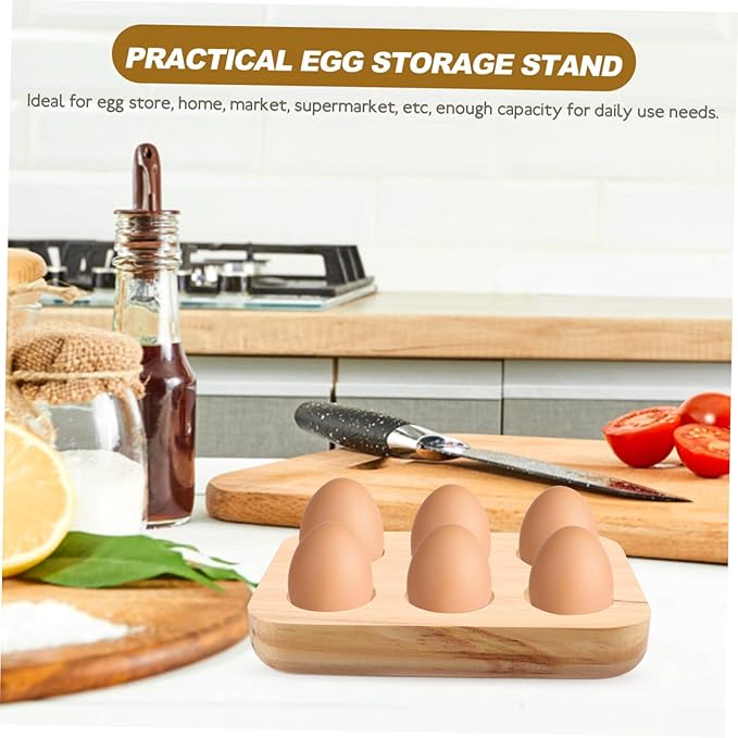 Happyyami Rustic Wooden Egg Tray Holder for Kitchen 12-Capacity Egg Storage Container for Refrigerator and Countertop Display
