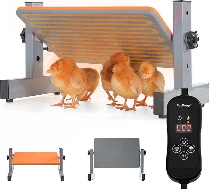 Smart Chick Brooder Heater with Digital Temp & Timer, Adjustable Height & Angle, Radiant Chicken Coop Heater for Winter, Rapid-Heating Plate for Ducklings, Quail, 35W, 13"x8" for 15 Chicks