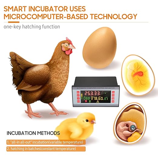 Automatic Egg Incubator 160V-220V 50Hz, Digital LED Display with Humidity Control & Auto Egg Turner for Chicken Duck Quail Eggs, Hatching Machine for Poultry Breeding