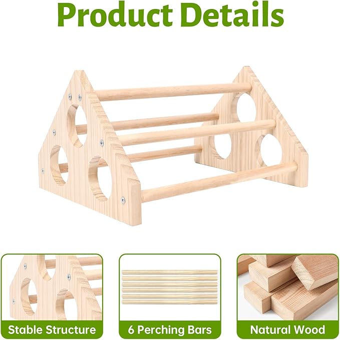 Wooden Chick Roosts Chick Perch, Non-Rotating Chicken Roosting Bar, Solid Fir Wood Splinter-Free Brooder Perch Stand for Chicks, Chicken Coop Jungle Gym Training Toy