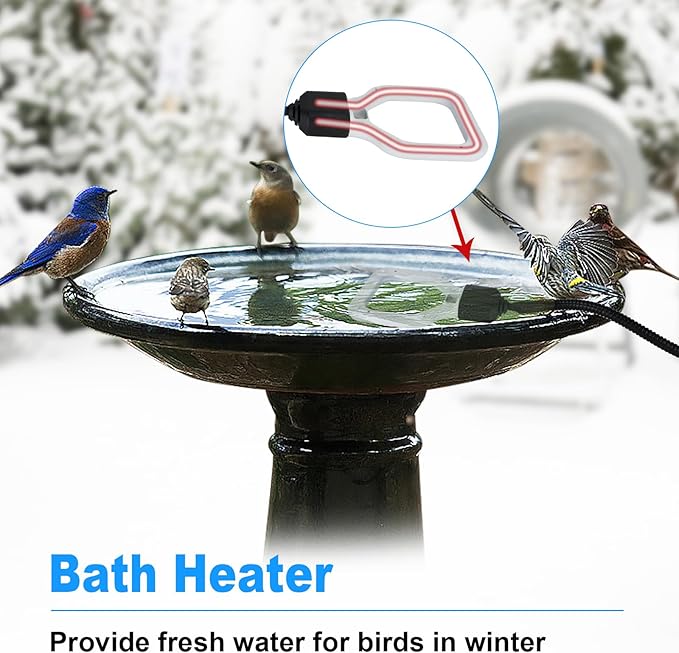 500W Bird Bath Heater, Storage Tank Heater, Cast Aluminum De-icer, Thermostation-Controlled Water Heater, for Winter Livestock, Poultry, Animals, Birds Drinking