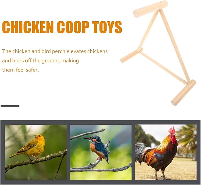 Triangular Wooden Chicken Perch Stand 42cm Equilateral X 16cm High Natural Wood Roosting Bar Chicken Coop Accessory