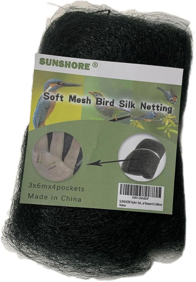 Nylon 3x6m 15mm mesh Size Bird Mist net Anti Bird Netting Silk Netting for Biological Research 0.08mm