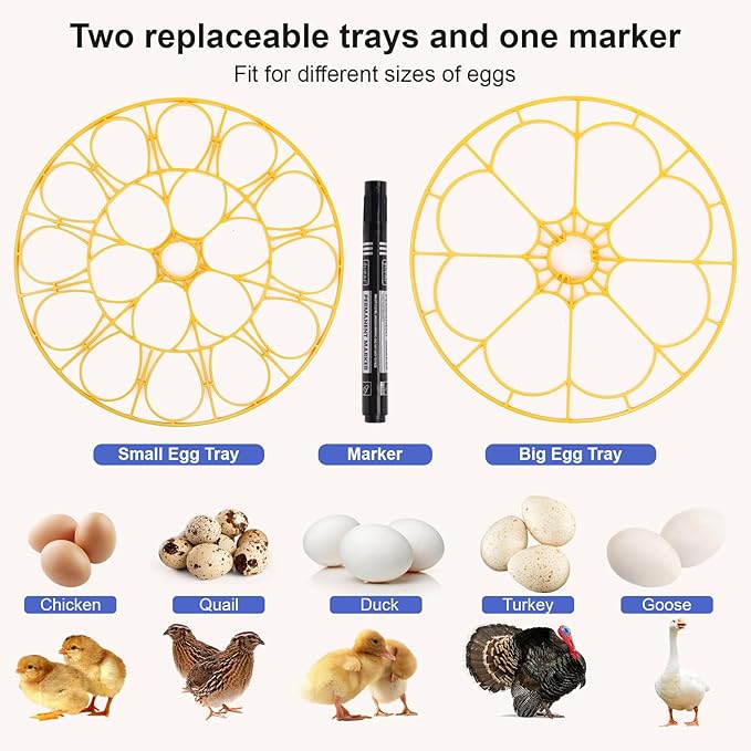 18 Egg Incubators for Hatching Eggs，360°Airflow Circulation System Incubator with Automatic Egg Turner and Humidity Control，Incubator for Chicken Eggs for Hatching Chicken Duck Goose Quail Turkey