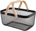 Metal Mesh Steel Harvest Basket, Rectangle Wire Garden Basket with Handle – Multi-Functional Storage Organizer for Gathering Vegetables, Fruits, Kitchen, Garden, Picnic & Cabinet (Ebony)
