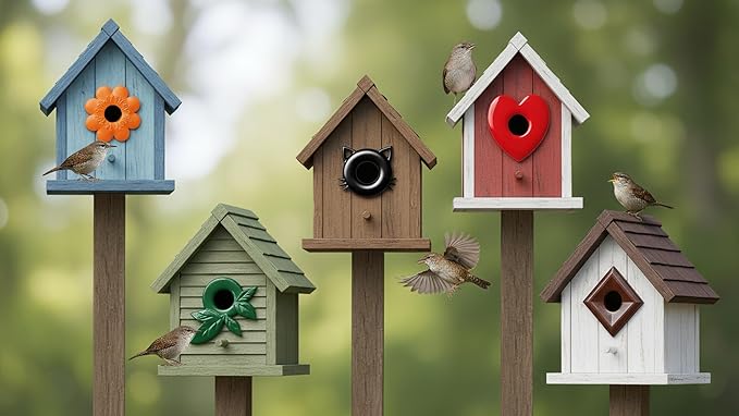 5 Pk Metal Wren Bird House Predator Guards -1.125" Hole Sizes - Excludes Different Bird Species - Protects The Entry Hole