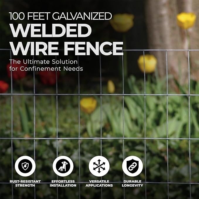 YARDGARD – 2 Inch by 4 Inch Mesh Welded Wire Fence – 60 Inches by 100 Feet – 12.5 Gauge Galvanized Steel – For Animal Enclosures | Garden Protection | Property and Utility Fencing