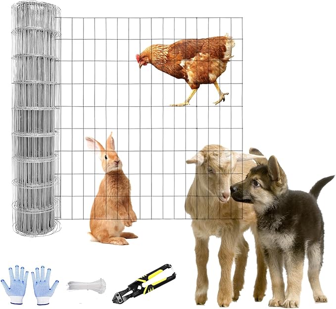 Tongmo 2 ft x 100 ft Galvanized Welded Wire Fence, 16GA Garden Chicken Wire Fence Roll, Mesh Size 2" x 4"Hardware Cloth, Ideal for Yard Protection and Poultry Netting