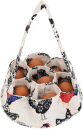 Egg Basket, Egg Collecting Basket, Handheld Chicken Holder with 7 Individual Bags for Gathering Fresh Eggs Safely from Coop to Kitchen, Gathering