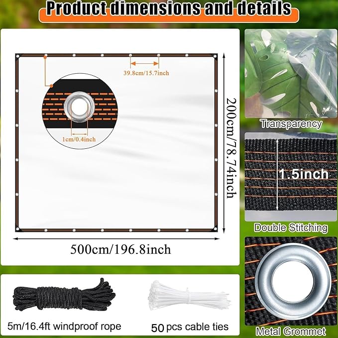 Genérico Transparent Waterproof Insulated Chicken Coop Shade for Gardening, Winter, Shed, Patio, Roof, Outdoor, Room,