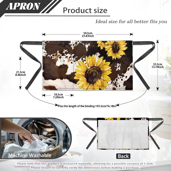 Waistress Apron with Pockets Coffee Waiter Apron Long String Chef Half Aprons for Cooking Kitchen Hairdresser