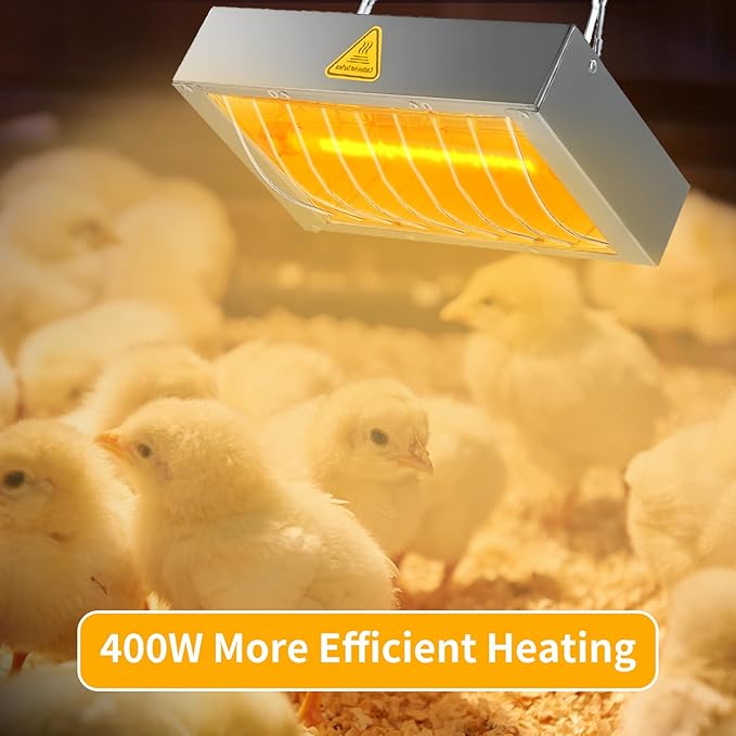 400W Chicken Coop Heater Bulb, Replacement Bulb Accessories for Chicken Heat Lamp, Brooder Heater Tubes for Chicks, Poultry, Pets, 4 Pack