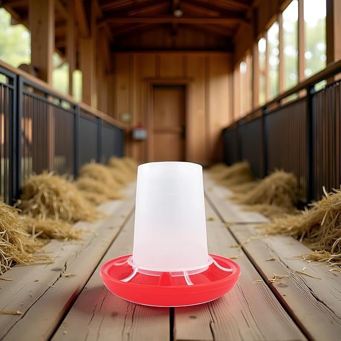 Chicken Feeder and Waterer Set Bird Small Poultry Feeder Flip Top Bird Small Poultry Feeding for Pigeon Chick Drinker Duckling Quail Feeding Dispenser,Poultry Feeding Supplies (5.4Ounce,Red)