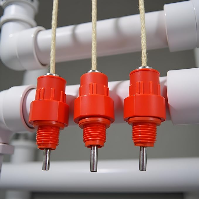 10Pcs Red Automatic Poultry Easy Installation Watering Nipples Chicken Drinkers,Easy to Clean and Store Chicken Waterer Nipples,Poultry Feeding and Watering Supplies