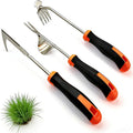 3-Piece Garden Weeder Tool Set, Rubber Grip Hand Weeder, 4-Tine Uprooting Puller & Crevice Weeder, Portable Weeding Artifact for Backyard, Vegetable Garden & Farm